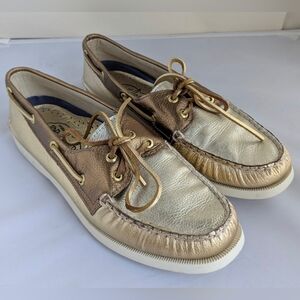 Sperry Top-Sider AO Metallic Gold 2-Eye Boat Shoe Loafer Women's 8.5